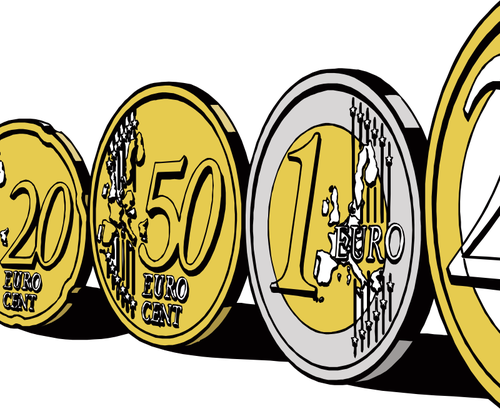 Eurocent und Gesamtbild der Münzen