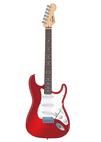Červený elektrický rocková kytara Vektor Klipart
