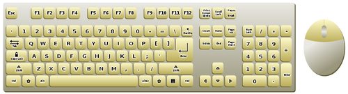 Golden eyboard et souris topview image vectorielle
