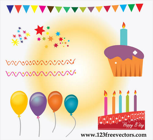 Balões e bolo de aniversário