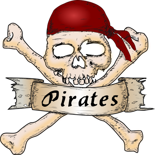 Ilustracja wektorowa znaku drewniane pirata z czaszką
