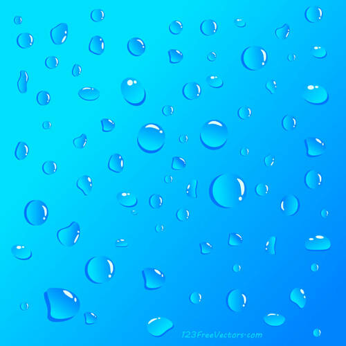 नीले रंग की पृष्ठभूमि पर पानी की बूँदें