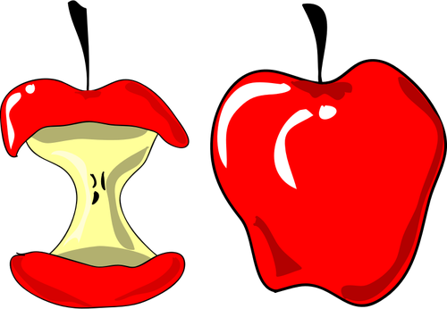 Vektor-Illustration von roten Apfel und Apple eine halbiert