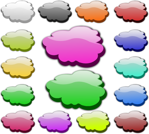 Set di grafica vettoriale bolle di discorso colorato lucido