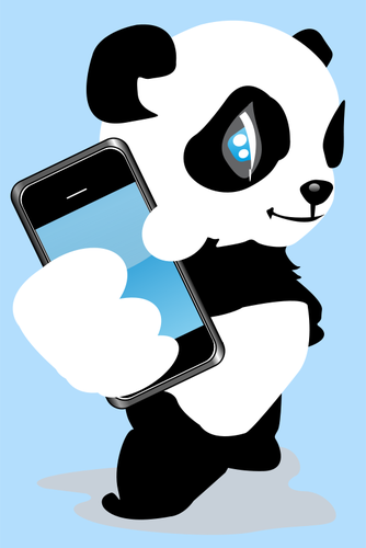 Panda com imagem vetorial de telefone móvel