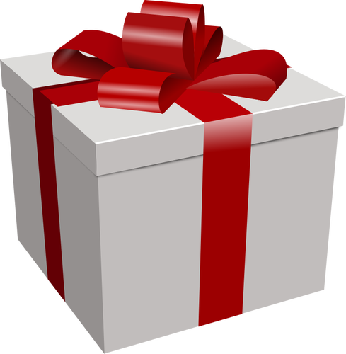 Vector de la imagen de la caja de regalo blanca con cinta roja