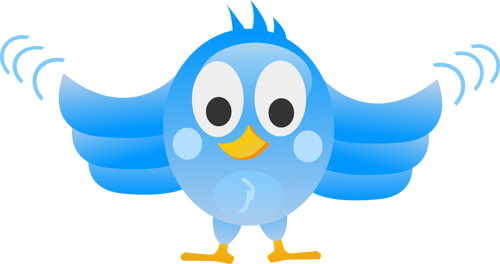 Tweeting bird with wings spread wide drawing
