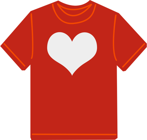 T-shirt vermelha com imagem vetorial de coração