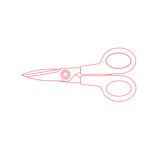 Image of technical style drawing of scissors