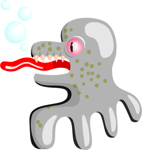 Vector drawing of octopus with tongue out