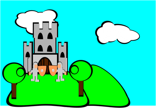 Мультяшный замок с охранниками