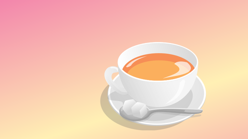Gráficos vectoriales fotorrealistas de té que sirve de fondo naranja