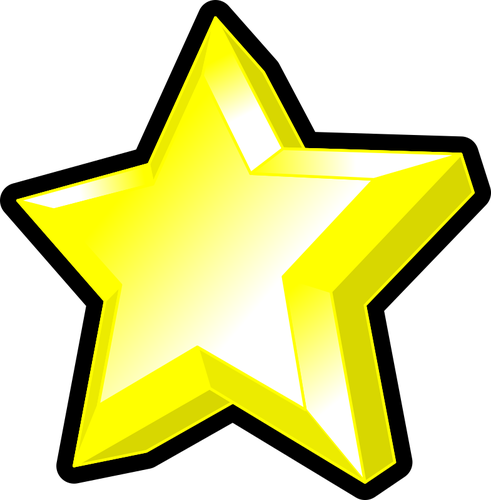 बेवेल के साथ चमकदार पीला स्टार की छवि।