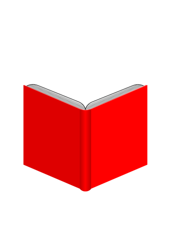 Livro aberto, com capa vermelha