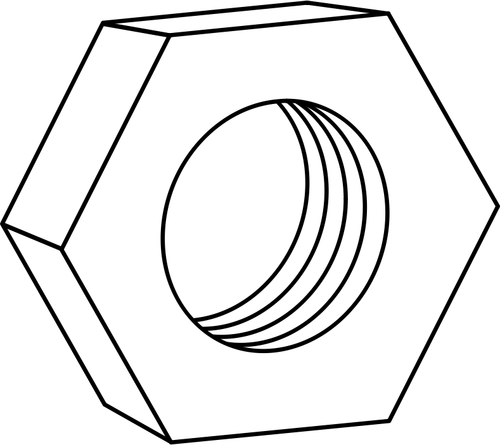 Tuerca hexagonal para dibujo vectorial técnica pernos