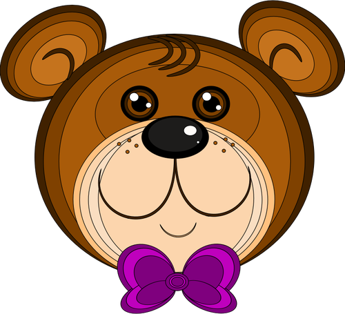 Vektor-Illustration der Teddybär mit lila Schleife