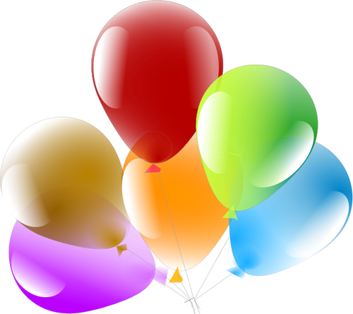 Vector illustration of six decorated party balloons