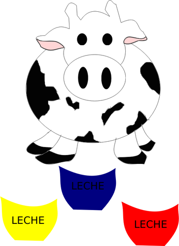 Imagine vectorială de vacă cu sticle de lapte