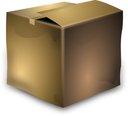 Vector afbeelding van gebruikte bruin kartonnen doos
