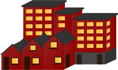 घरों और फ्लैटों की लाल ब्लॉक के वेक्टर चित्रण