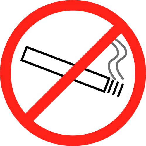 Nenhum sinal de fumar vector ilustração de borda fina