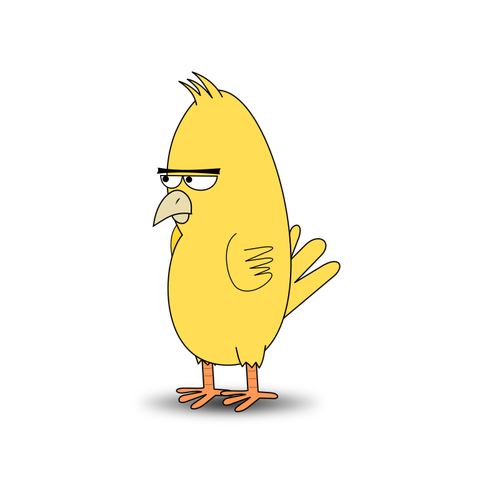 Ilustração de pássaro amarelo em quadrinhos