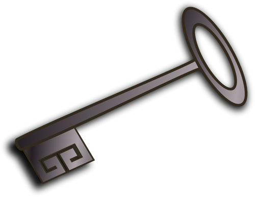 Clip-art vector da chave da porta do estilo antigo com sombra