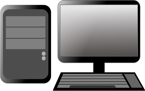 Computer CPU und Monitor-Vektor-Bild