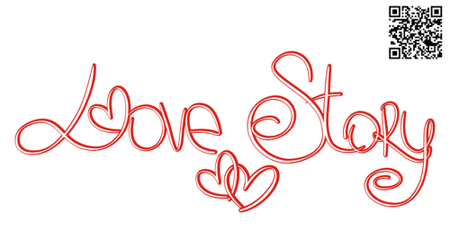 Vektortegning kjærlighet historie banner med røde hjerter