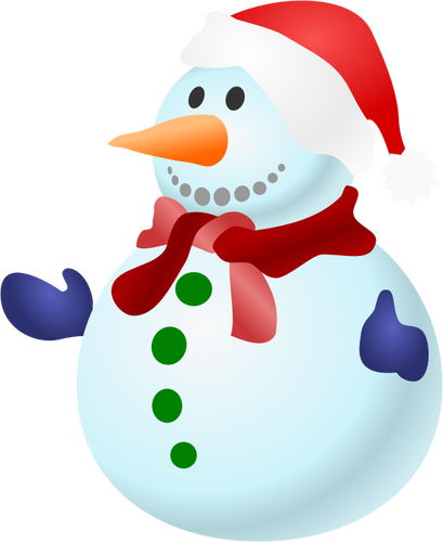 Vektorgrafikk utklipp av glade fargerike snowman med skjerf