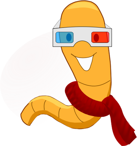 Kino-Wurm mit 3D-Brille Vektorgrafiken