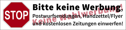 Vector image of a postbox label "No advertisements, no canvassing" in German
