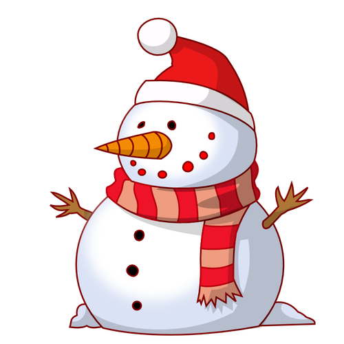 Vector image of snowman with red scarf
