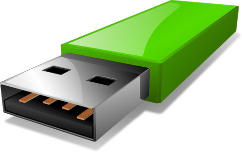 Kannettavan vihreän USB-muistitikun Vector ClipArt -kuva