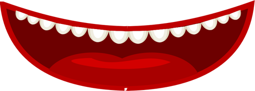 Disegno di vettore di bocca rosso stile del fumetto con i denti bianchi