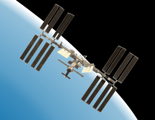 Internationalen Raumstation mit Erde-Vektor-illustration