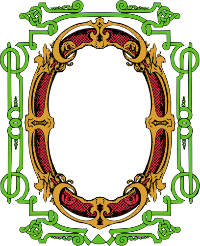 ClipArt vettoriali di rosso e verde cornice ornato