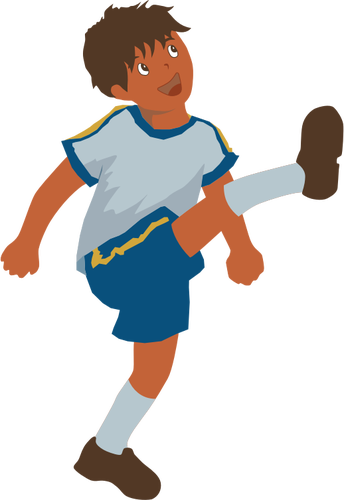 Векторное изображение молодой мальчик играет в футбол