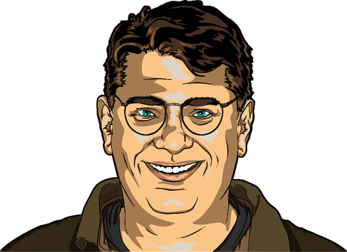Přátelský chlapík s brýlemi s úsměvem vektorový obrázek