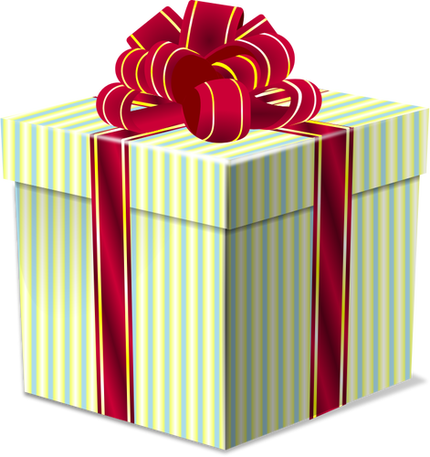 Gift box with a bow on top vector drawing