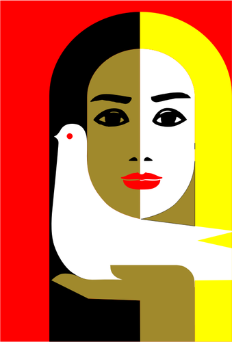 女と鳩の抽象的なベクトル イラスト