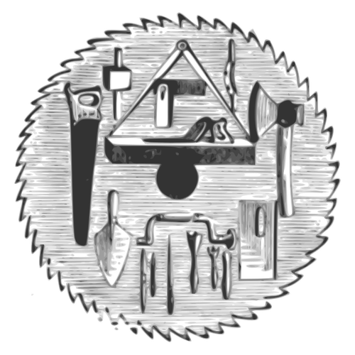 Image vectorielle de scie circulaire avec divers outils à main