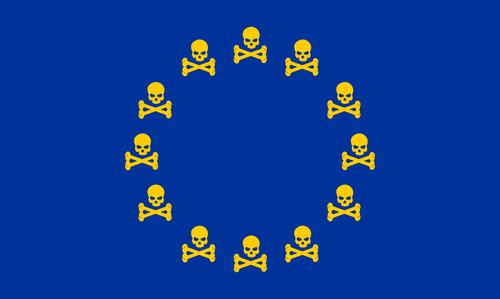 EU:n lippu, jossa on kallo ja ristiluut