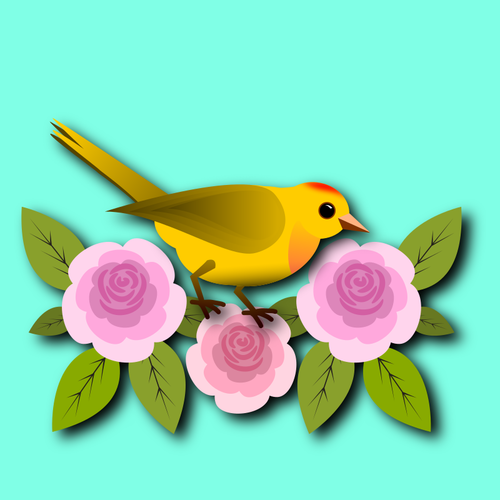 Ptak i kwiaty