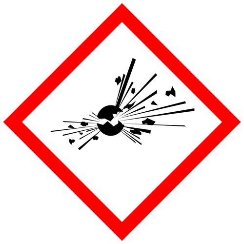 Explosive Stoffe, Warnung