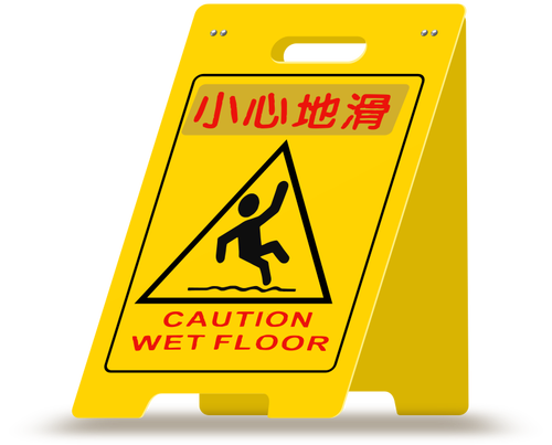 Våt gulv forsiktig bord med kinesiske