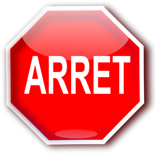 魁北克省道路标志牌上写为停止 （ARRET） 的矢量绘图的