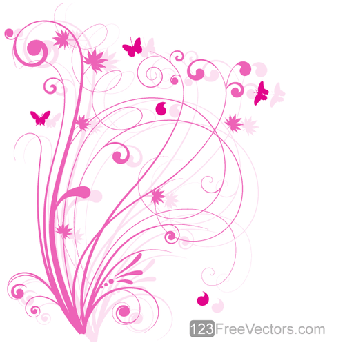 Elemento di disegno floreale rosa
