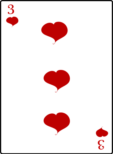 Tiga hati bermain kartu grafis vektor