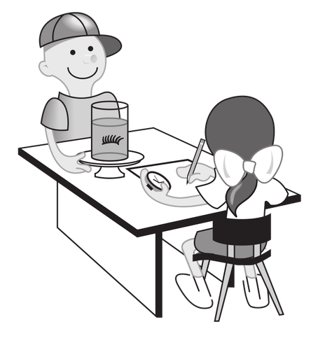 Niños experimentando en mesa vector illustration